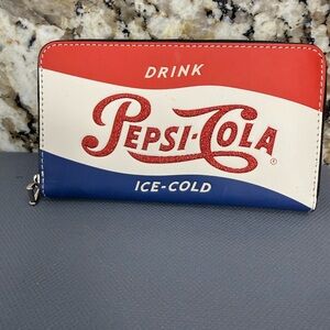 EUC Coach Pepsi-Cola Red White Blue Leather Zipper Wallet